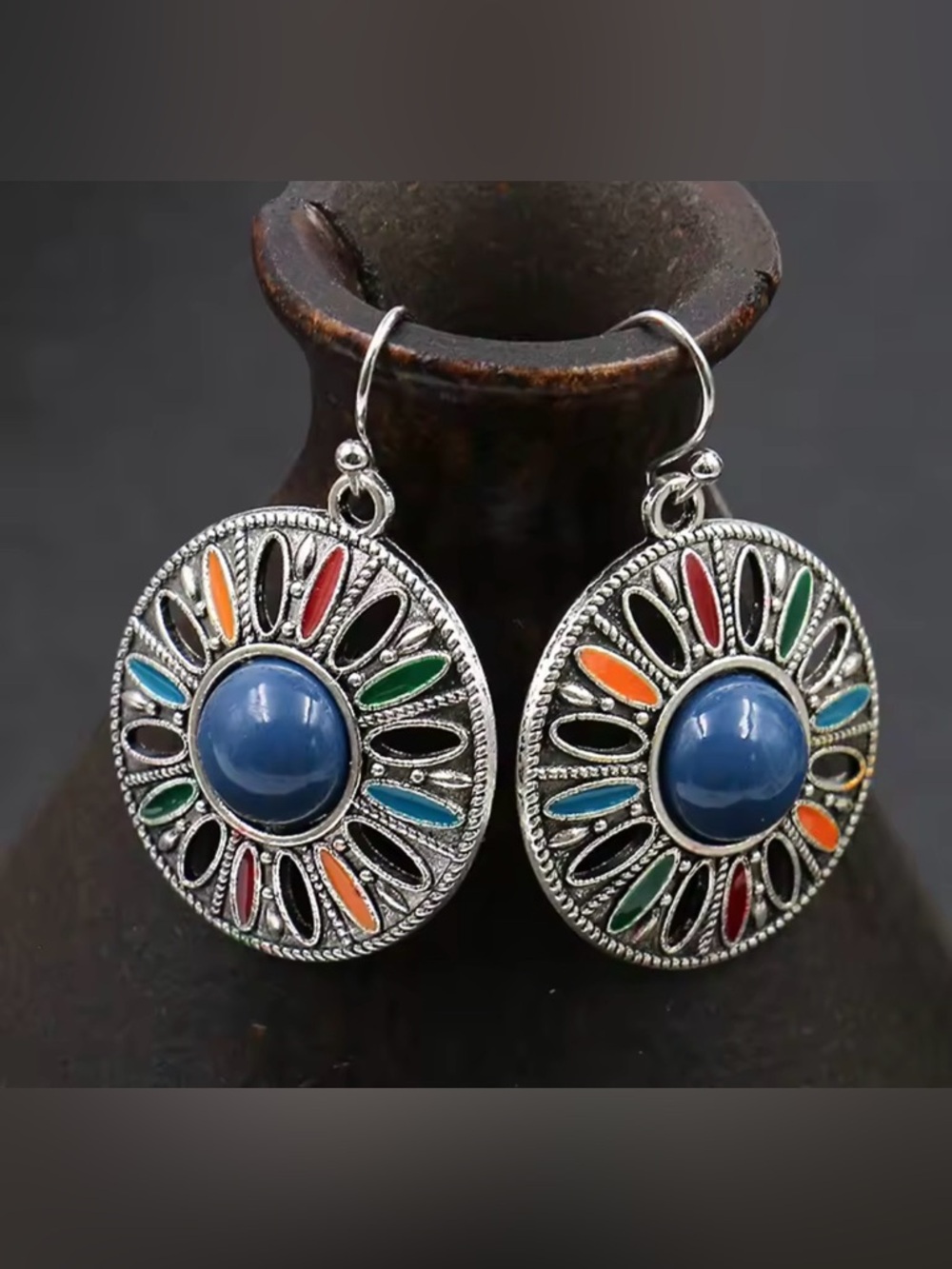 Bohemian Blue Stone Multi-Color Drop Earrings